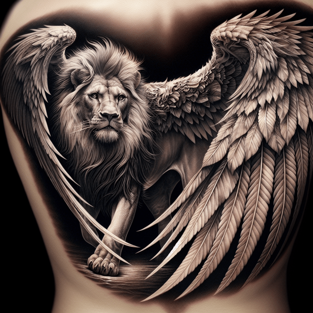 Lion with Wings Tattoo