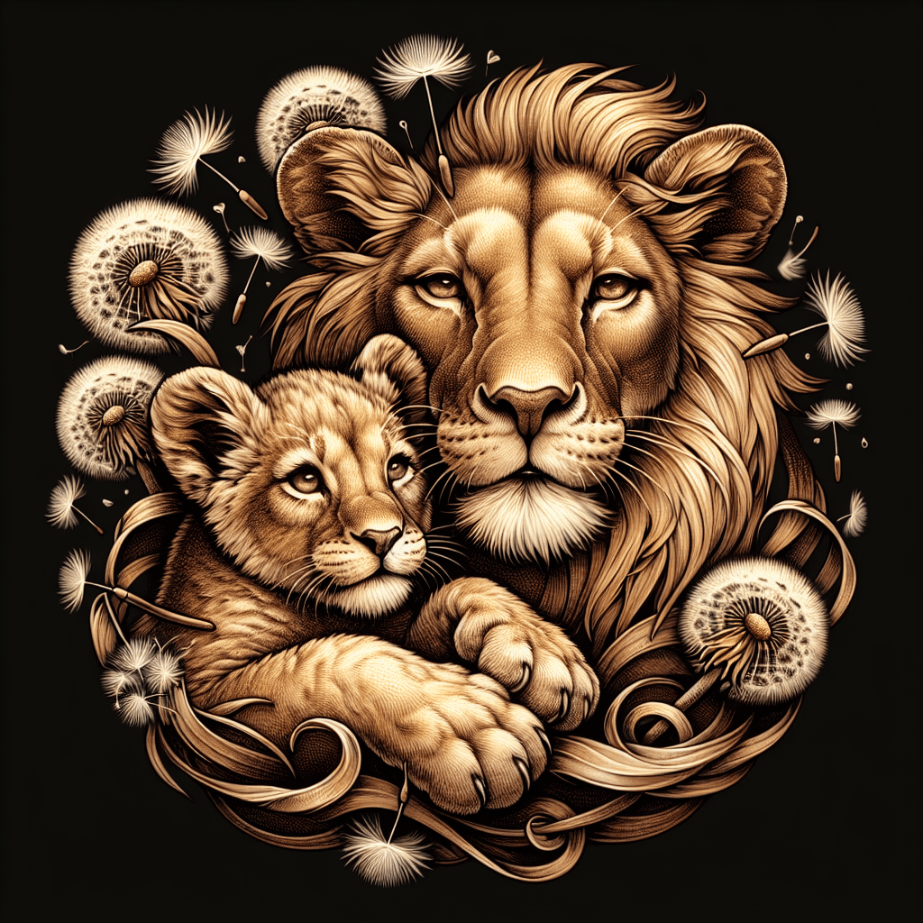 Lioness and Cub Tattoo