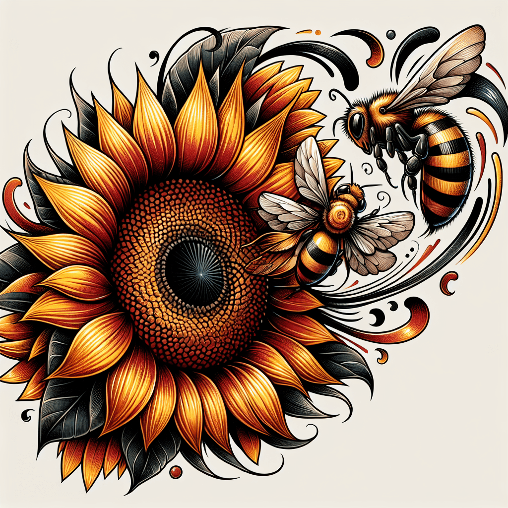 Sunflower and Bee_Tattoo