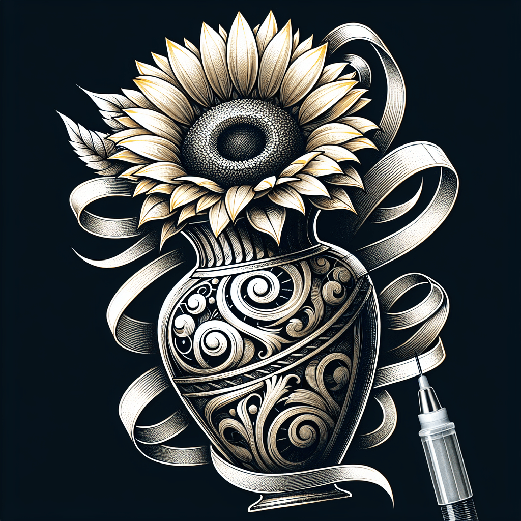 Sunflower in a Vase Tattoo