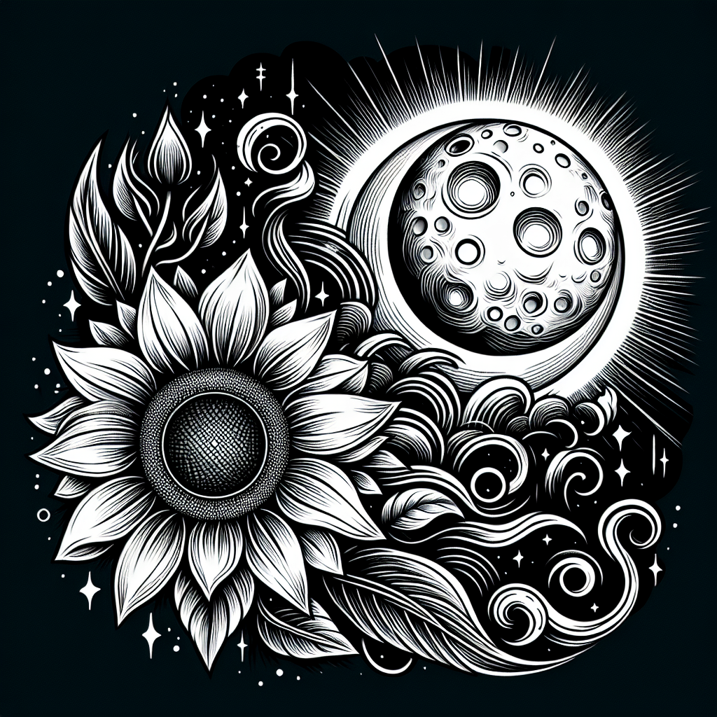 Sunflower with Moon Tattoo