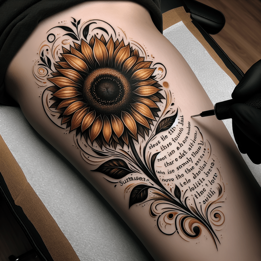 Sunflower with Quote Tattoo