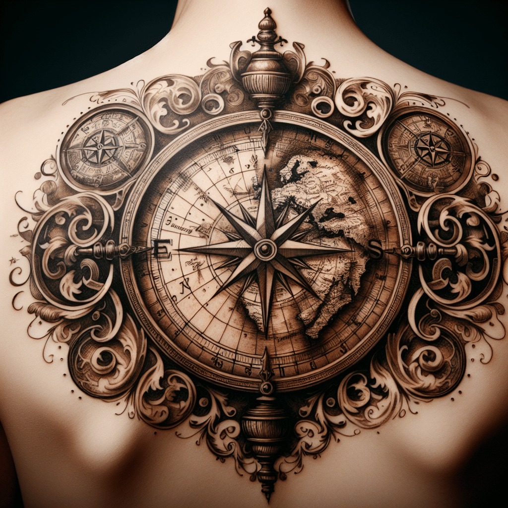 Antique Map Tattoo Design
