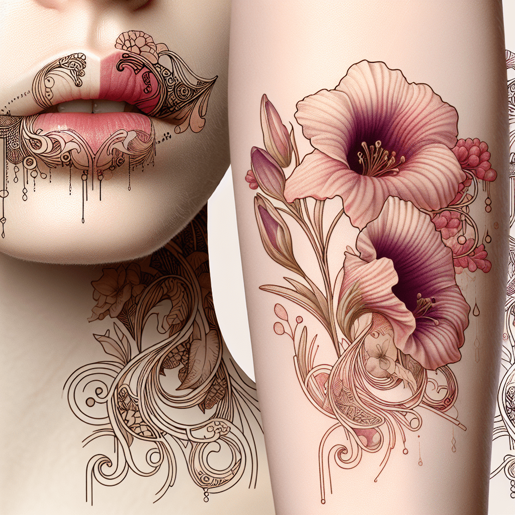 Art Nouveau Lips Tattoo