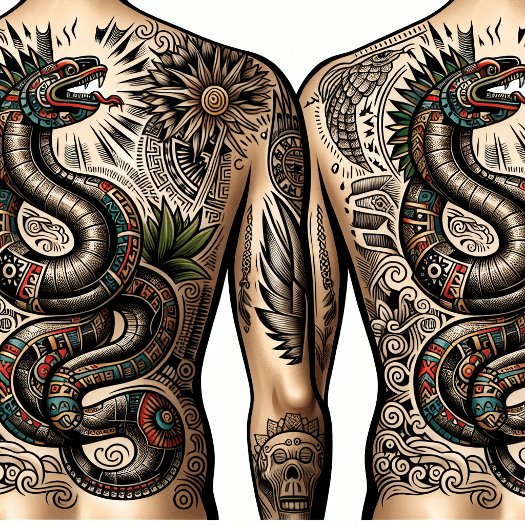 Aztec Serpent Back Tattoo