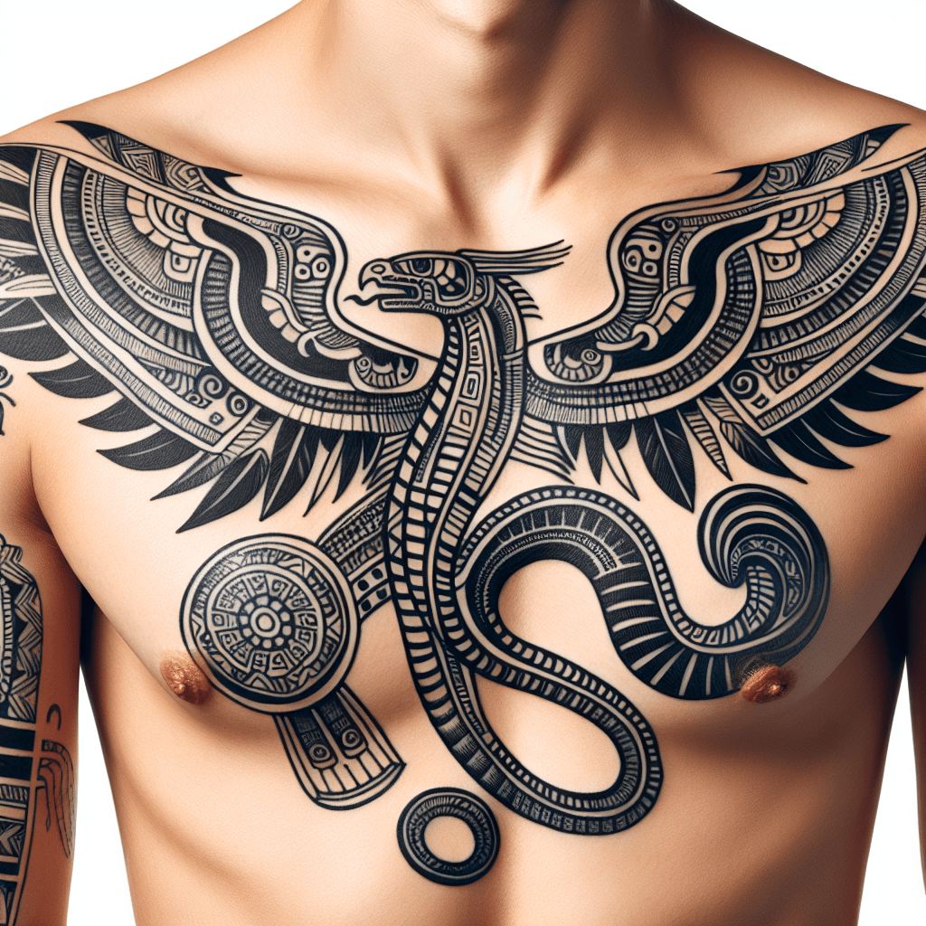 Aztec Serpent Chest Tattoo