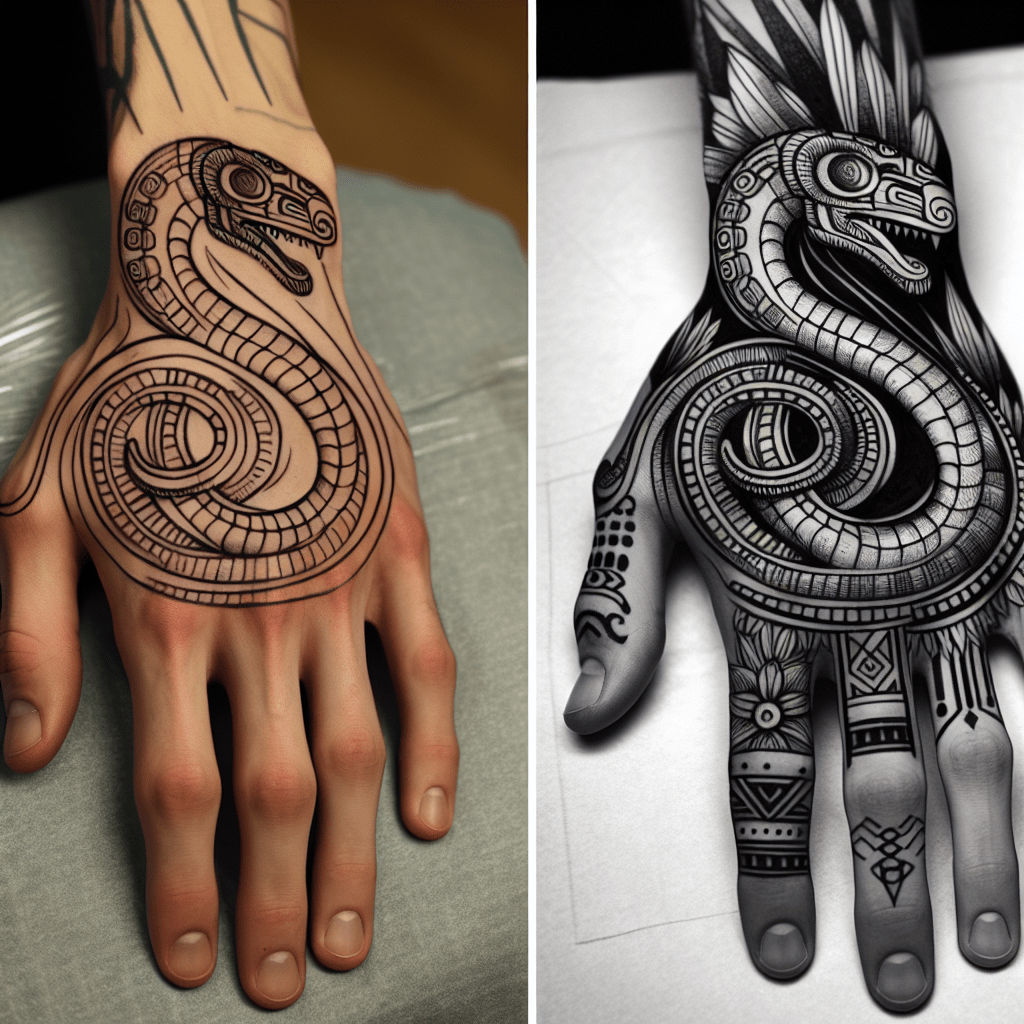 Aztec Serpent Hand Tattoo