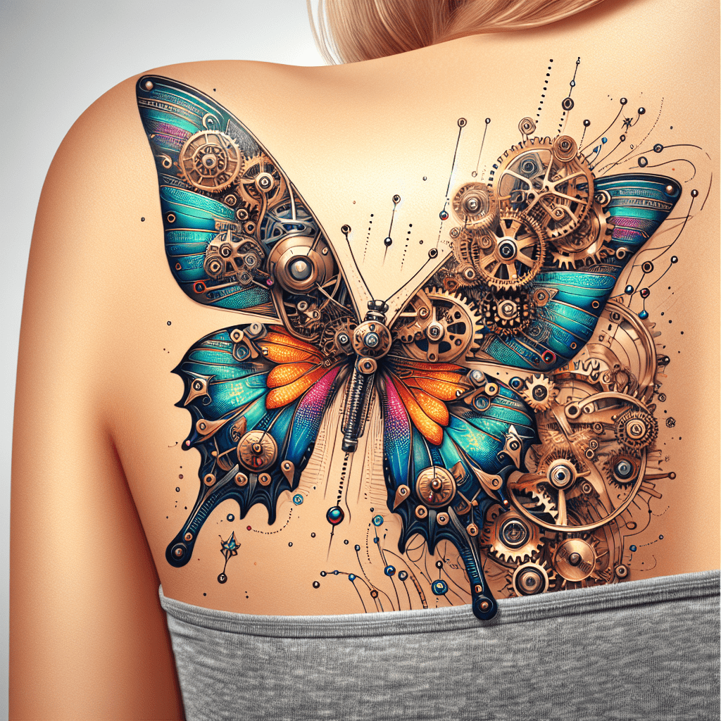 Biomechanical Butterfly Tattoo