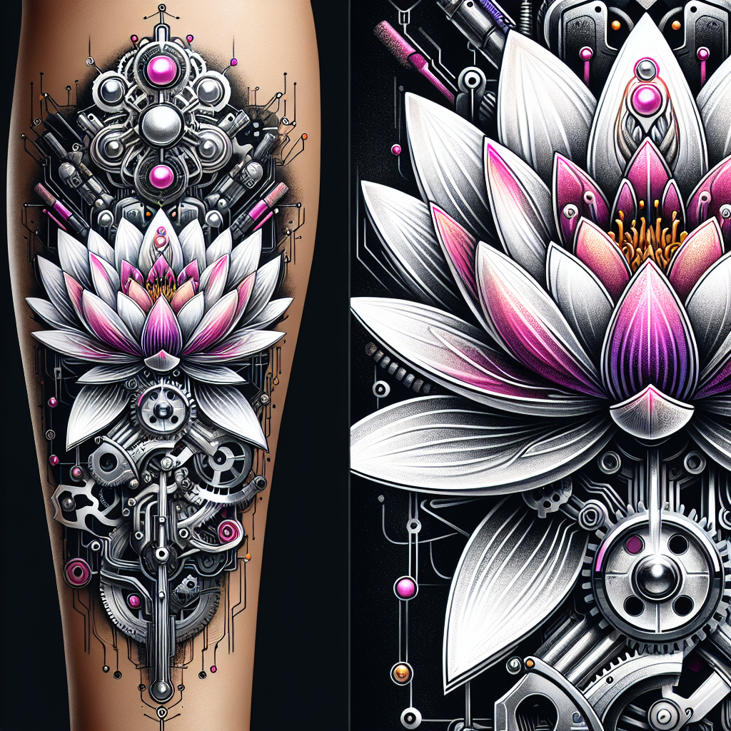 Biomechanical Lotus Tattoo