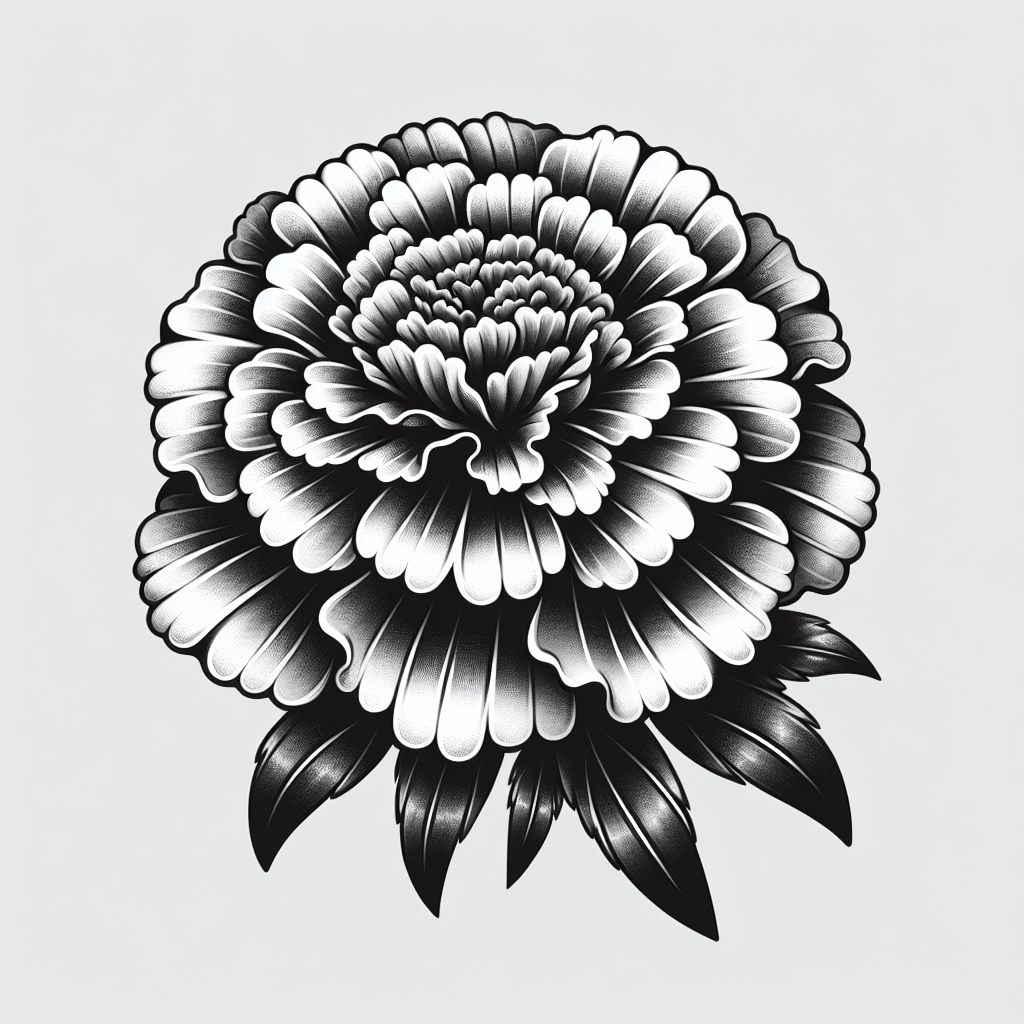 Black and Grey Marigold Tattoo