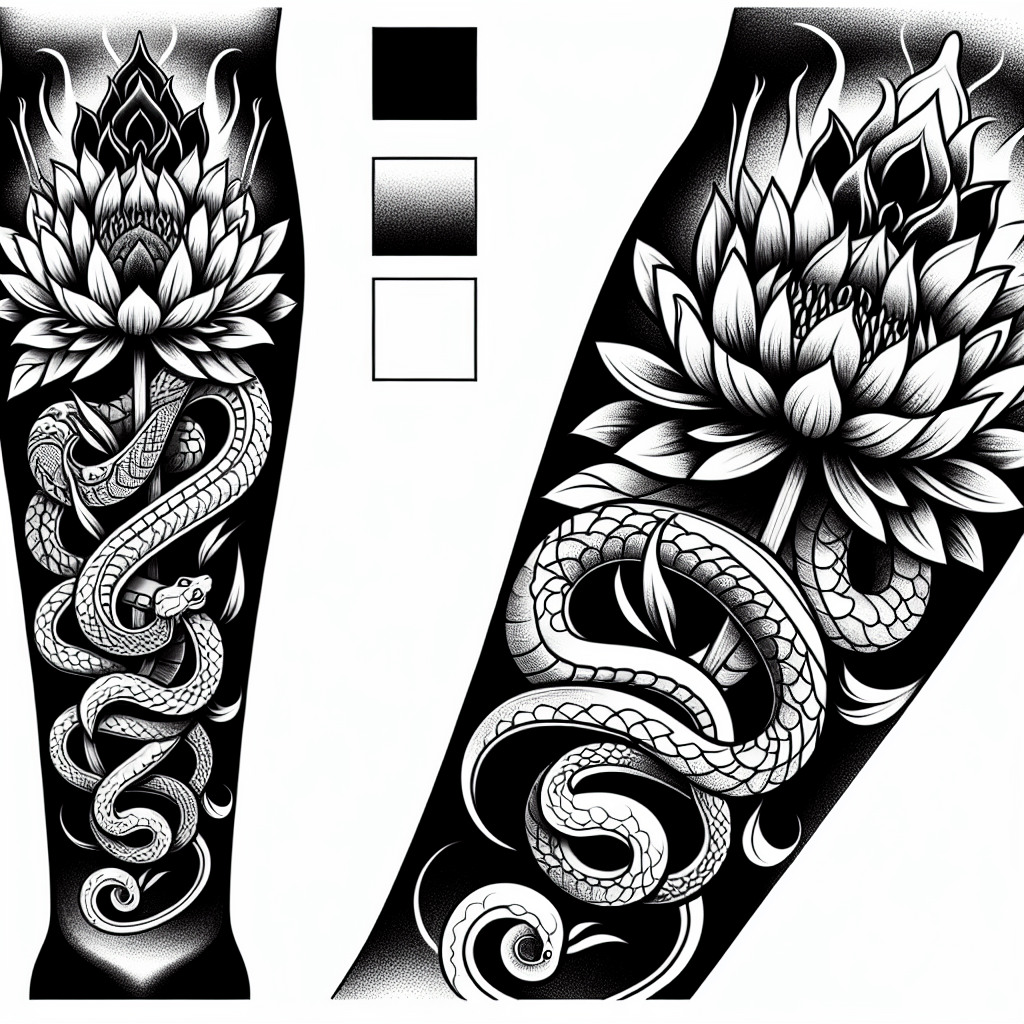 Black Lotus Serpent Tattoo