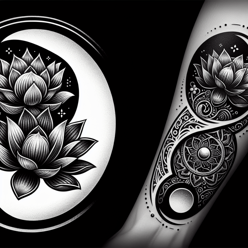 Black Lotus Yin Yang Tattoo