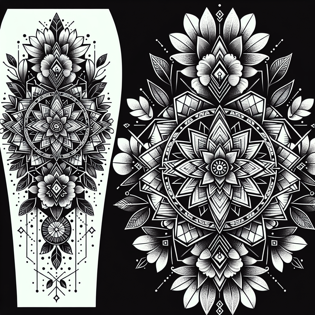 Blackwork Floral Mandala Tattoo