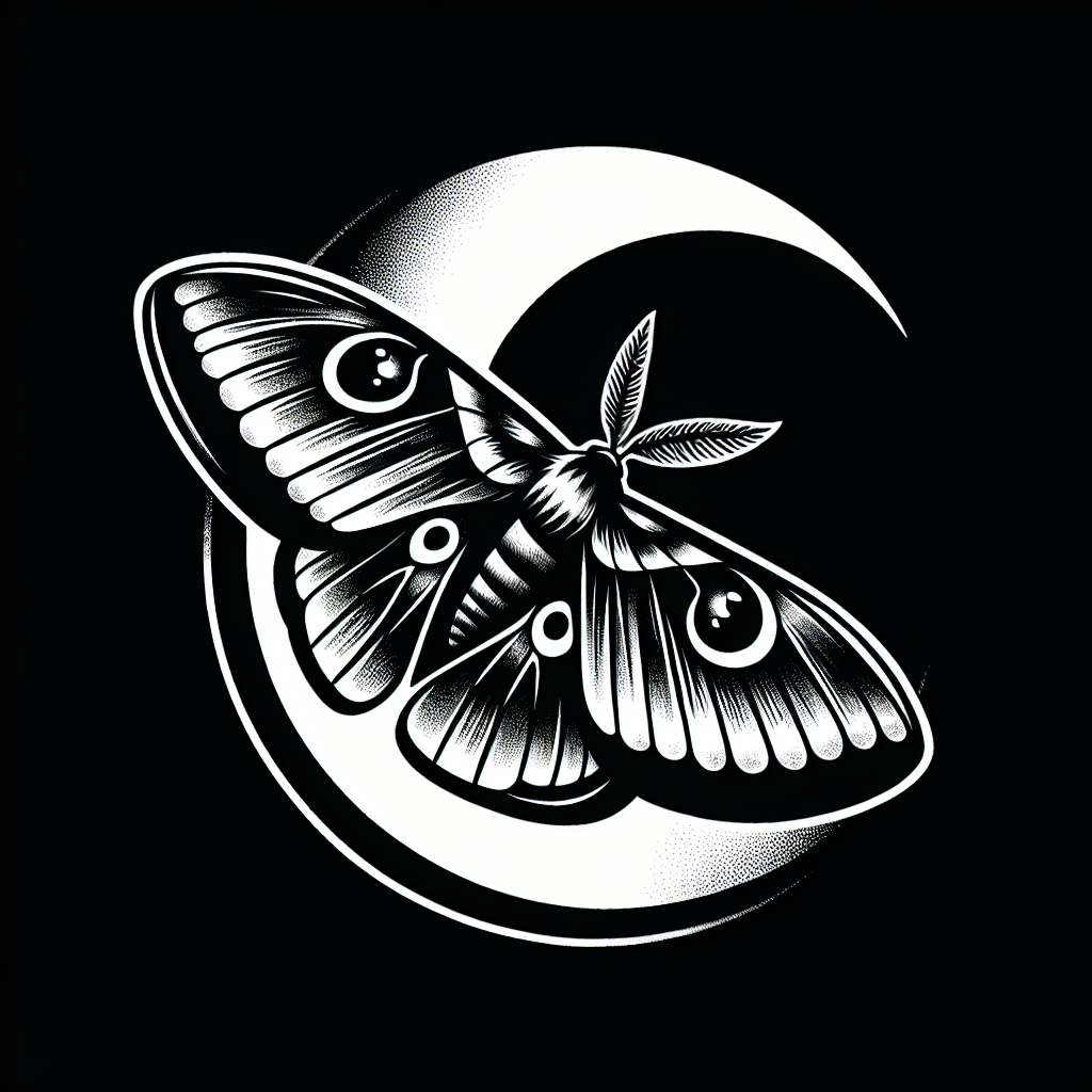 Blackwork Lunar Moth Tattoo