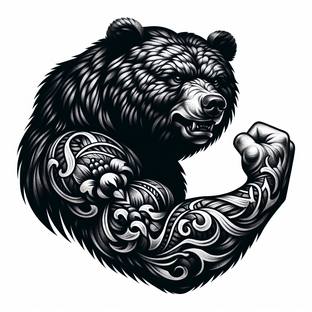 Blackwork Bear Tattoo Design