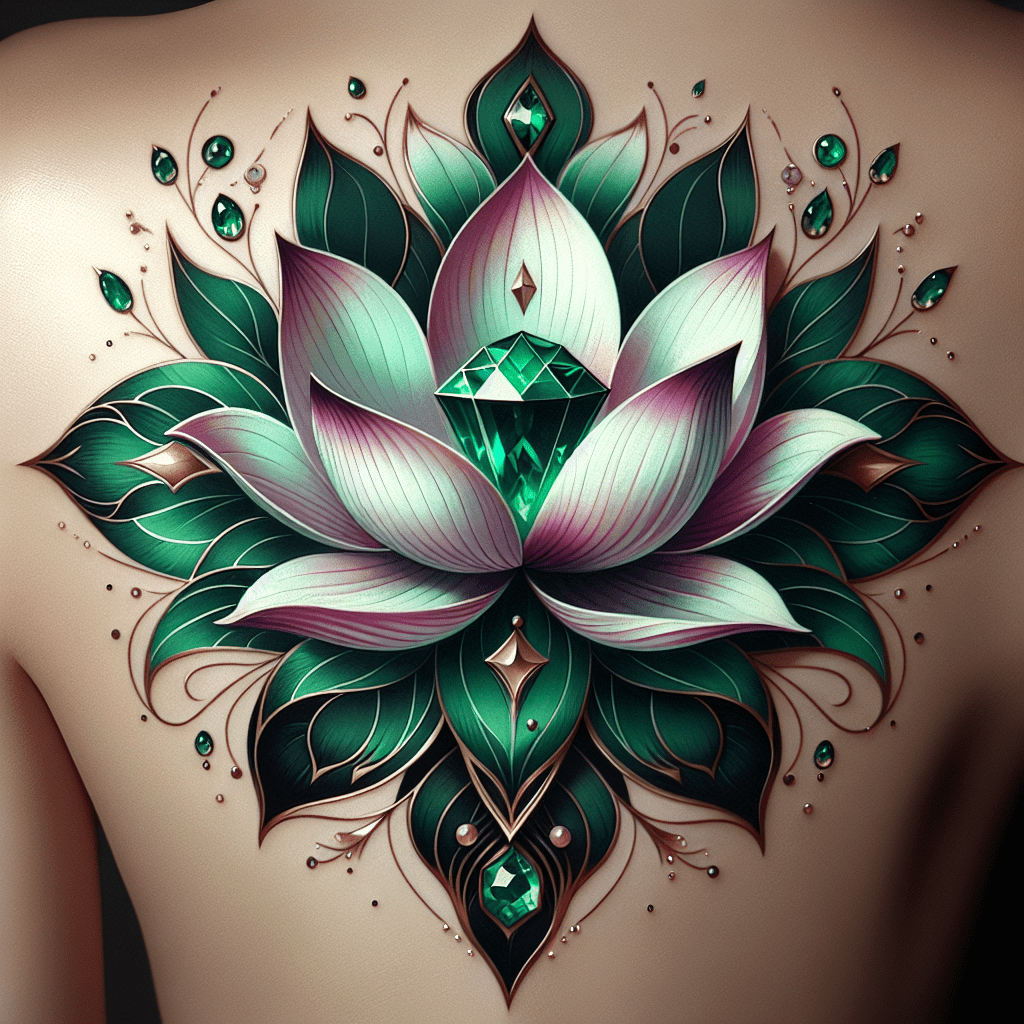 Blooming Emerald Lotus Tattoo