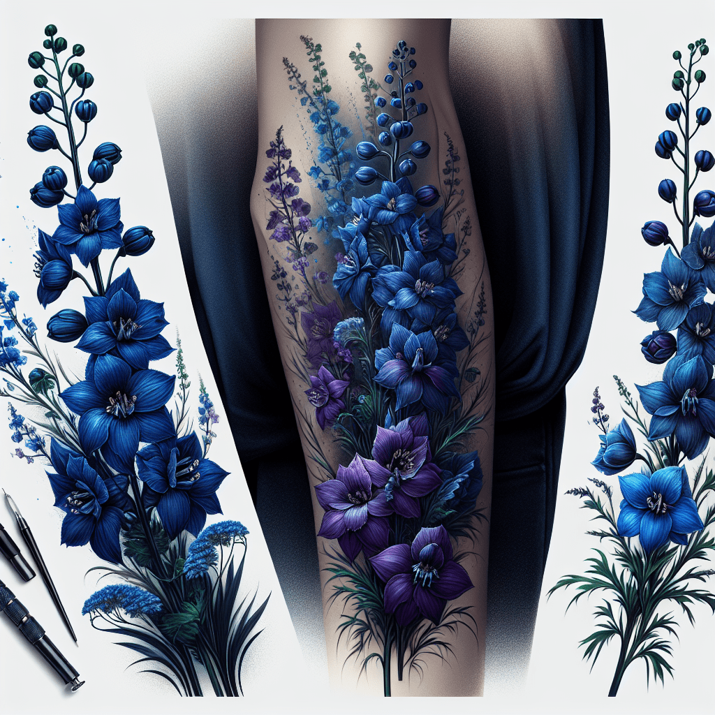 Blue Delphinium Tattoo Idea