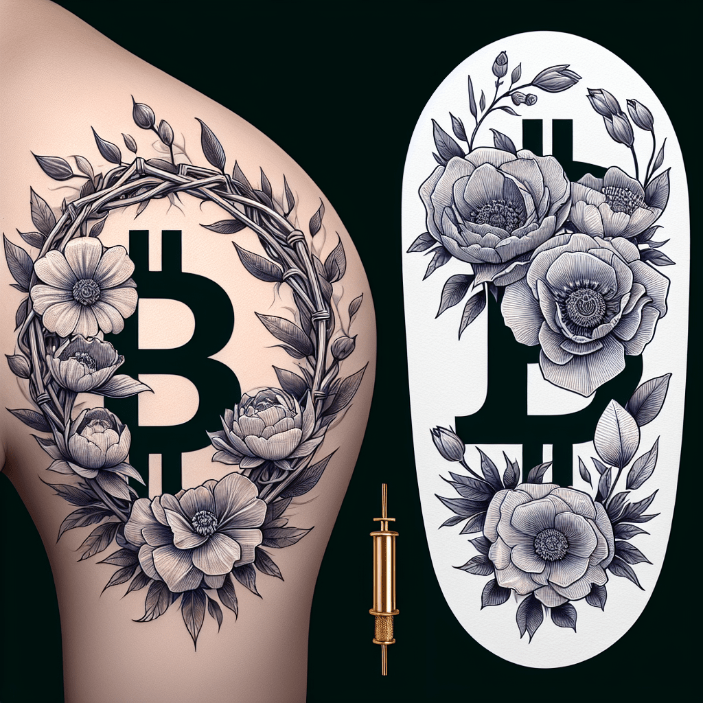 Botanical Bitcoin Floral Tattoo