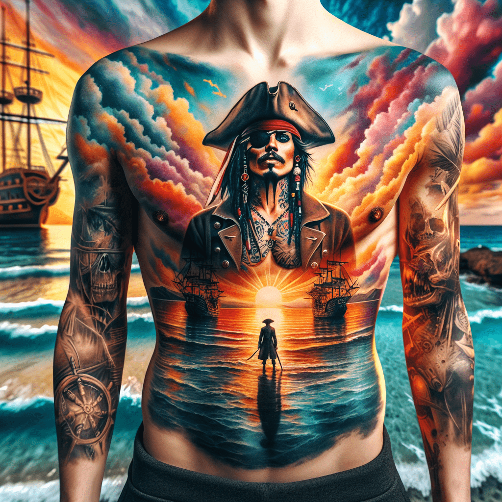 Captain Morgan Chest Plate Tattoo