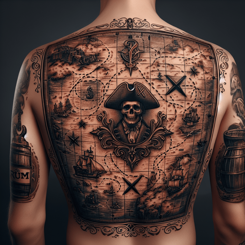 Captain Morgan Treasure Map Tattoo