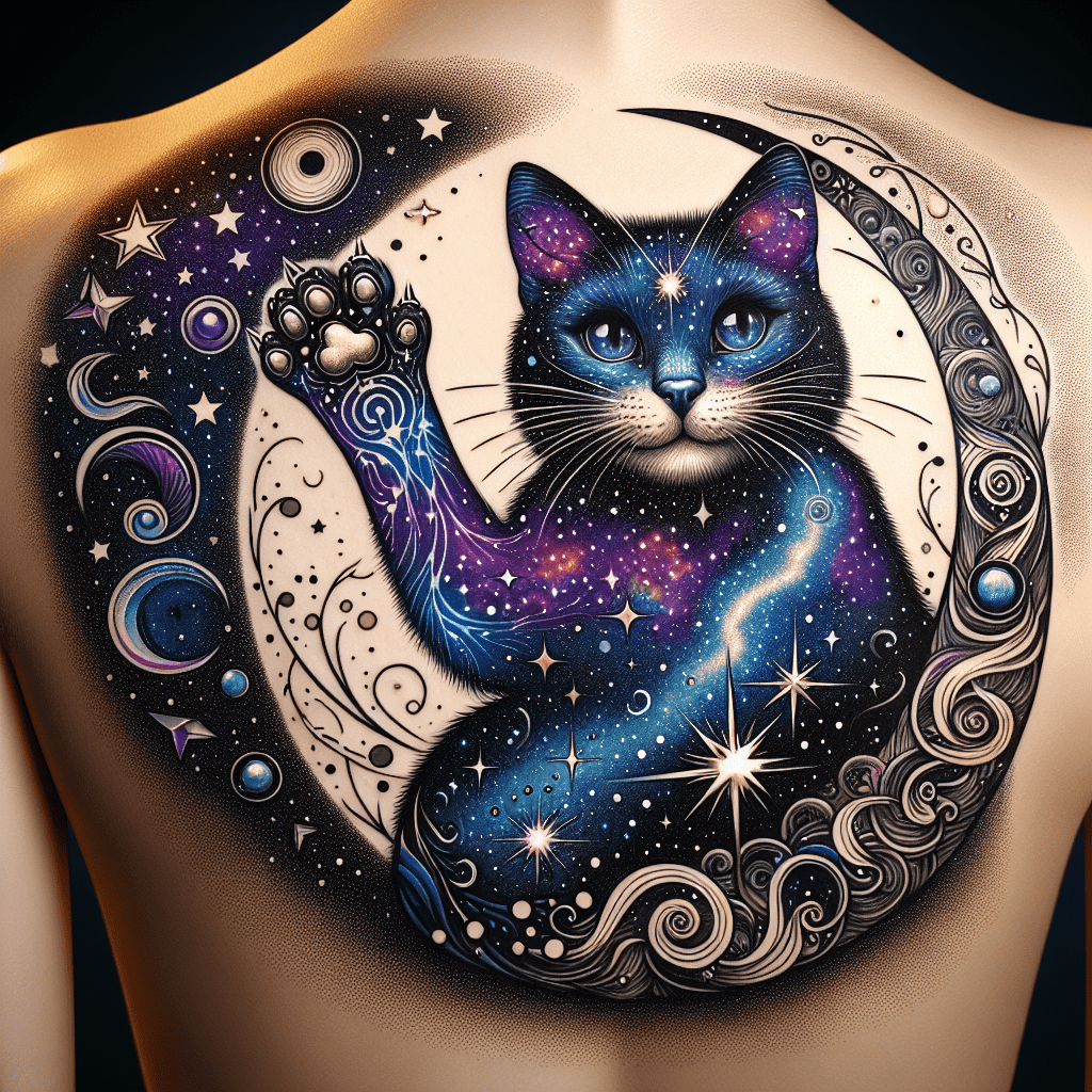 Celestial Lucky Cat Tattoo