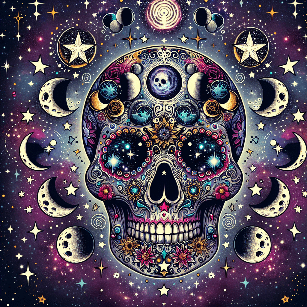 Celestial Sugar Skull Tattoo