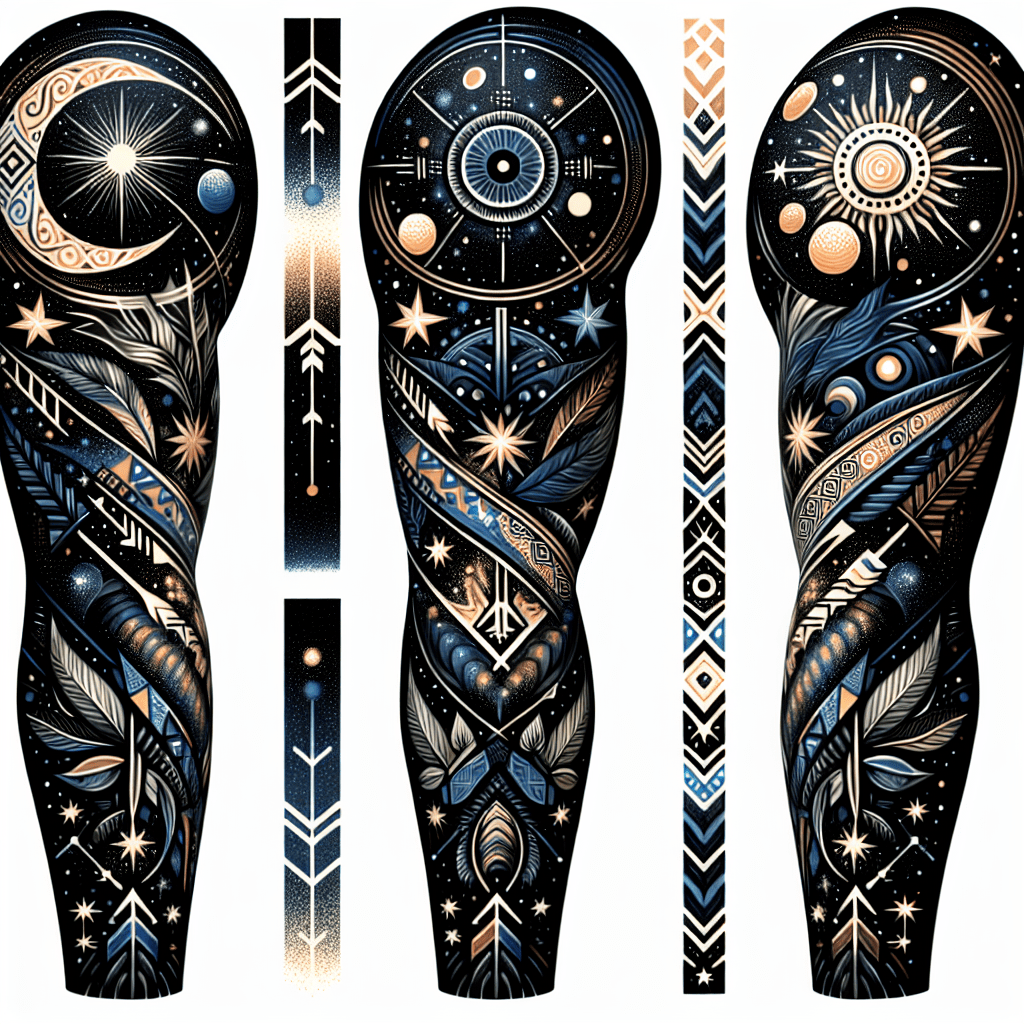 Celestial Tribal Sleeve Tattoo