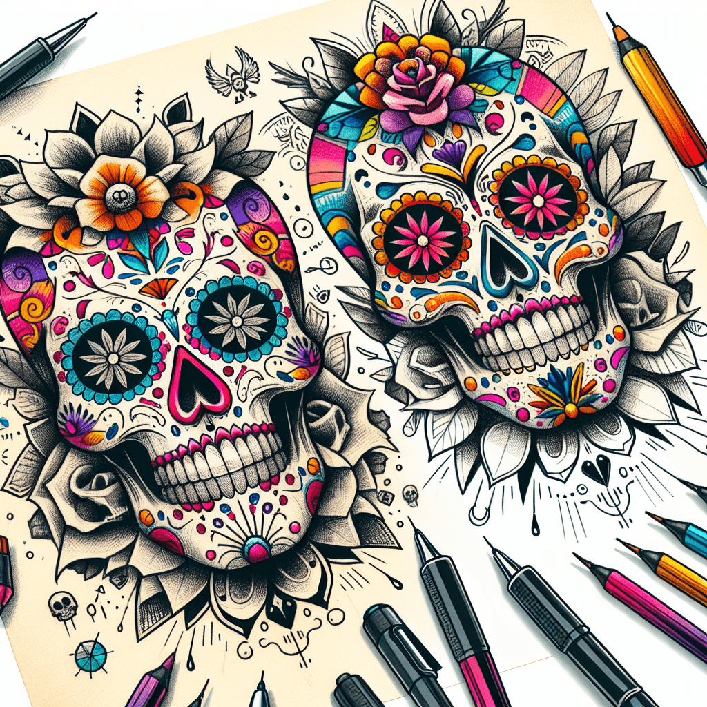 Colorful Sugar Skull Tattoo