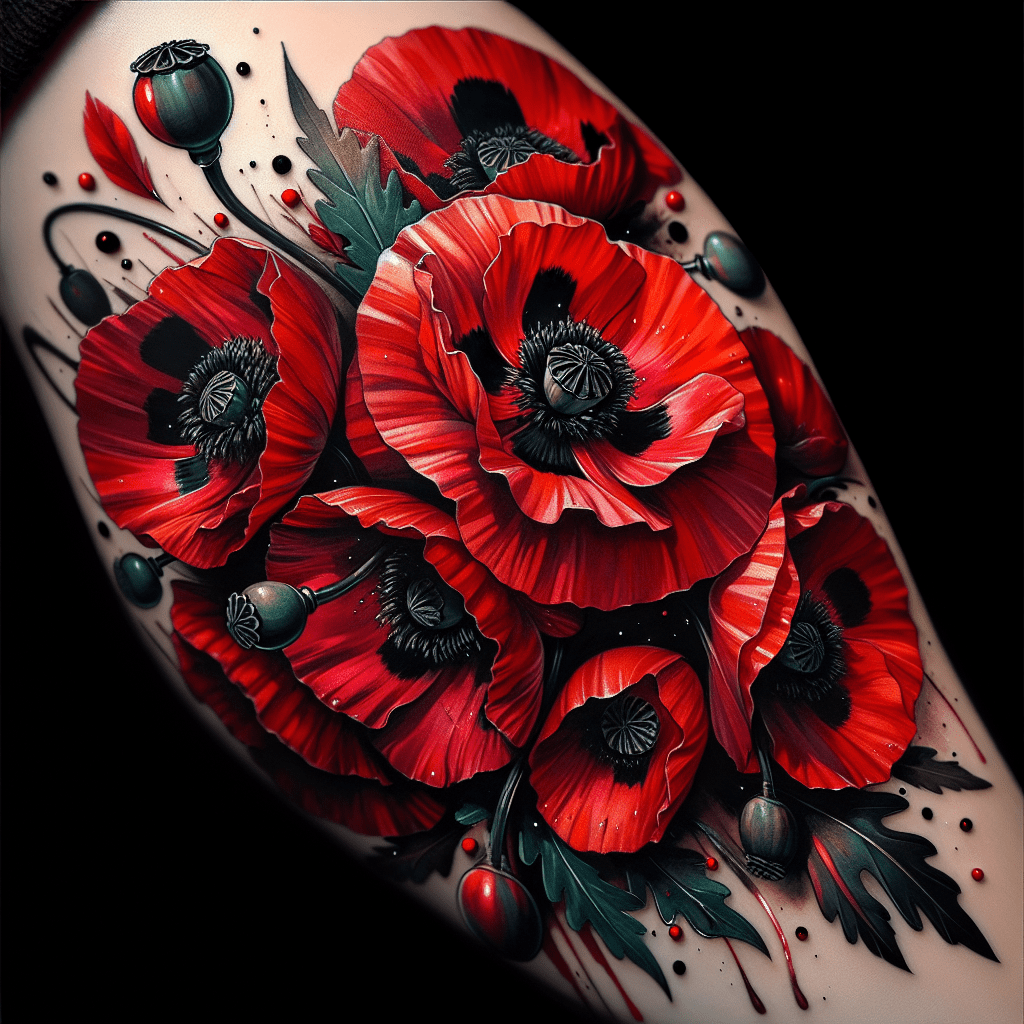 Crimson Poppies Tattoo Idea