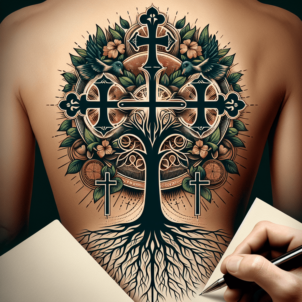 Cross Tree of Life Tattoo