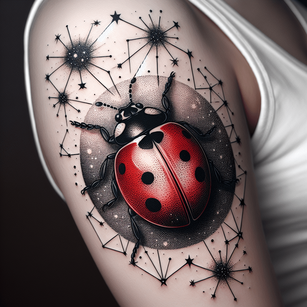 Dotwork Ladybug Constellation Tattoo