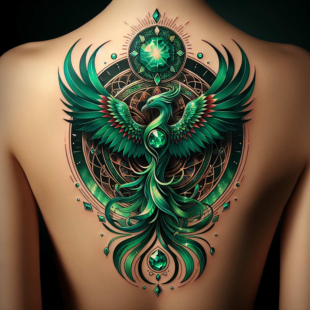 Emerald Phoenix Rising Tattoo