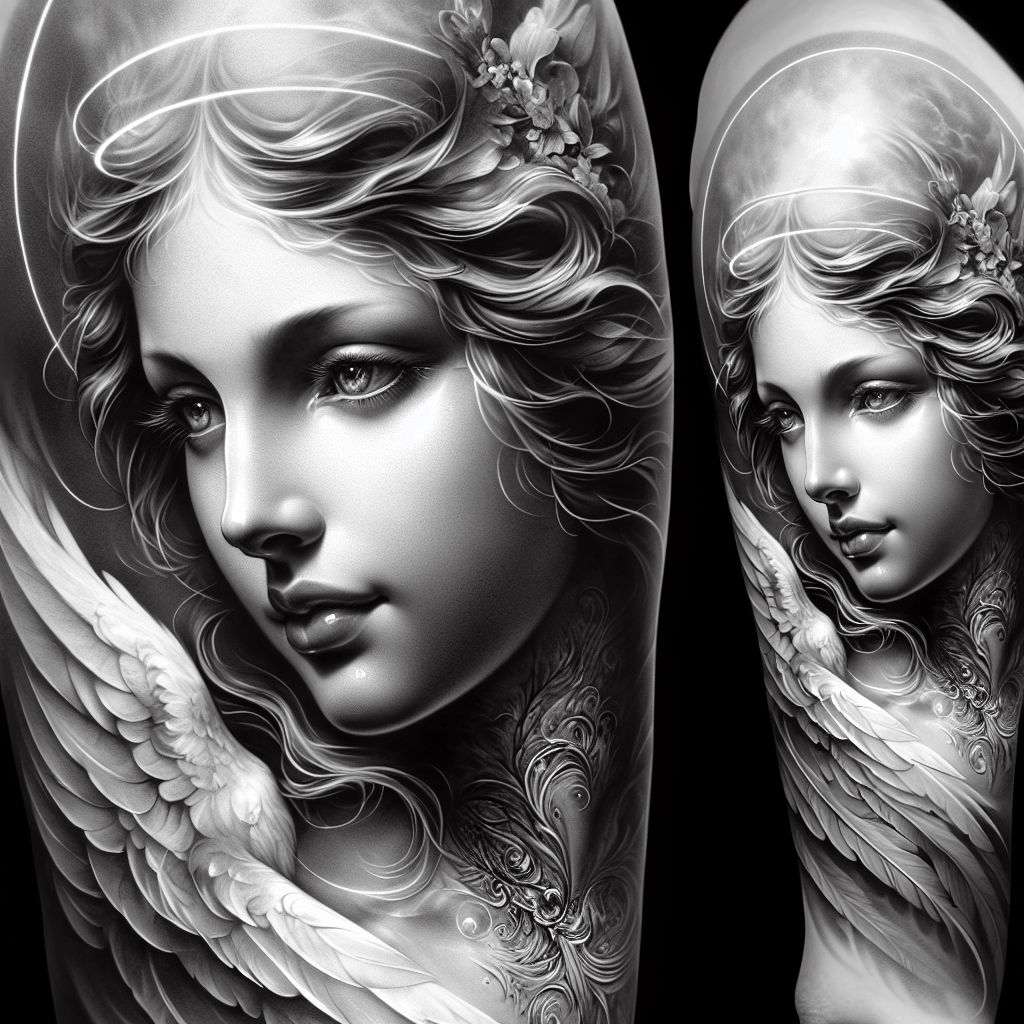 ethereal archangel portrait tattoo