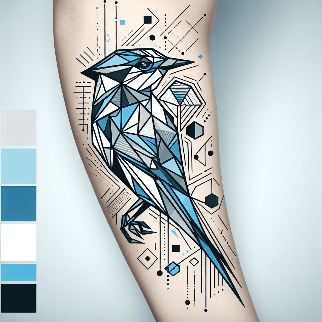 Geometric Bluebird Tattoo