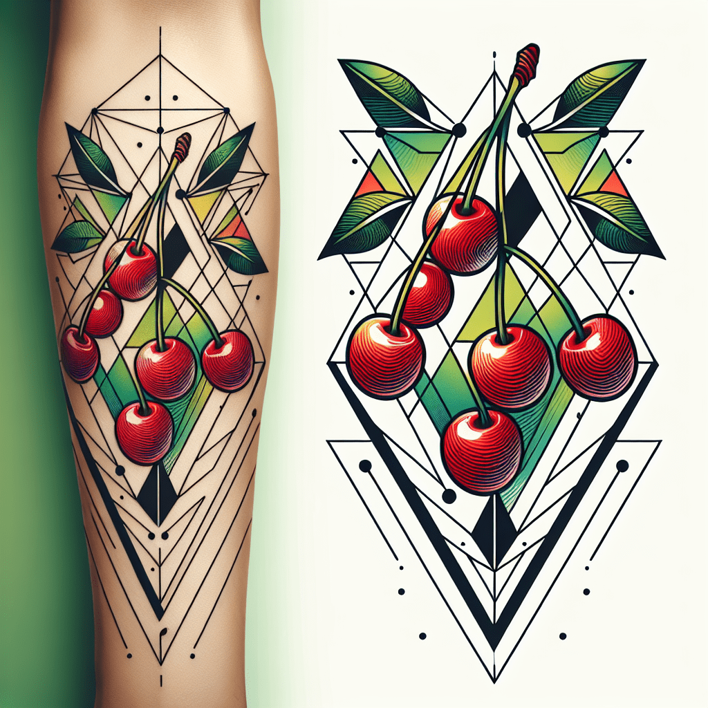 Geometric Cherry Tattoo