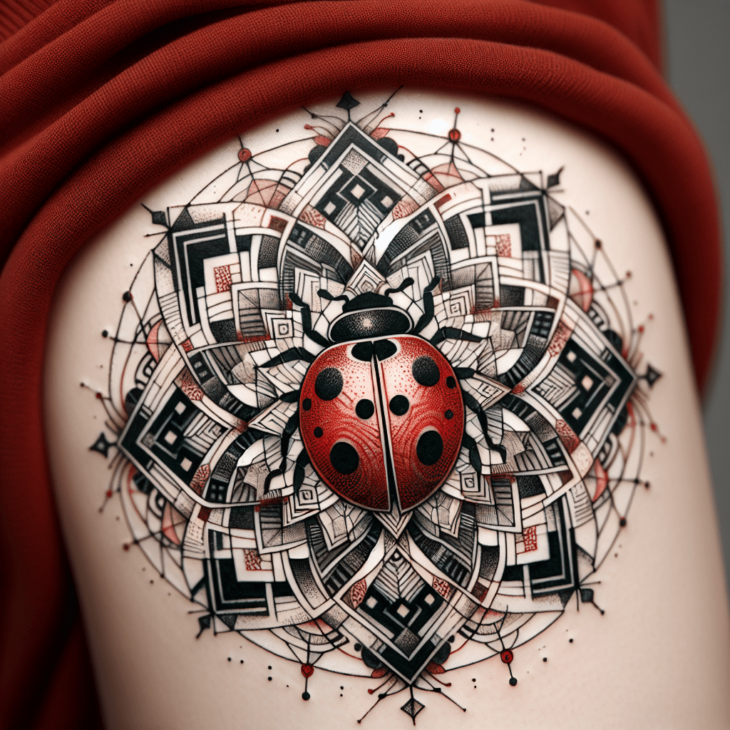 Geometric Ladybug Mandala Tattoo