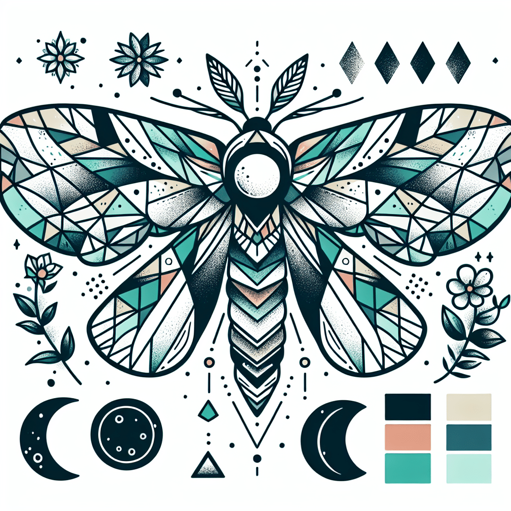 Geometric Lunar Moth Tattoo