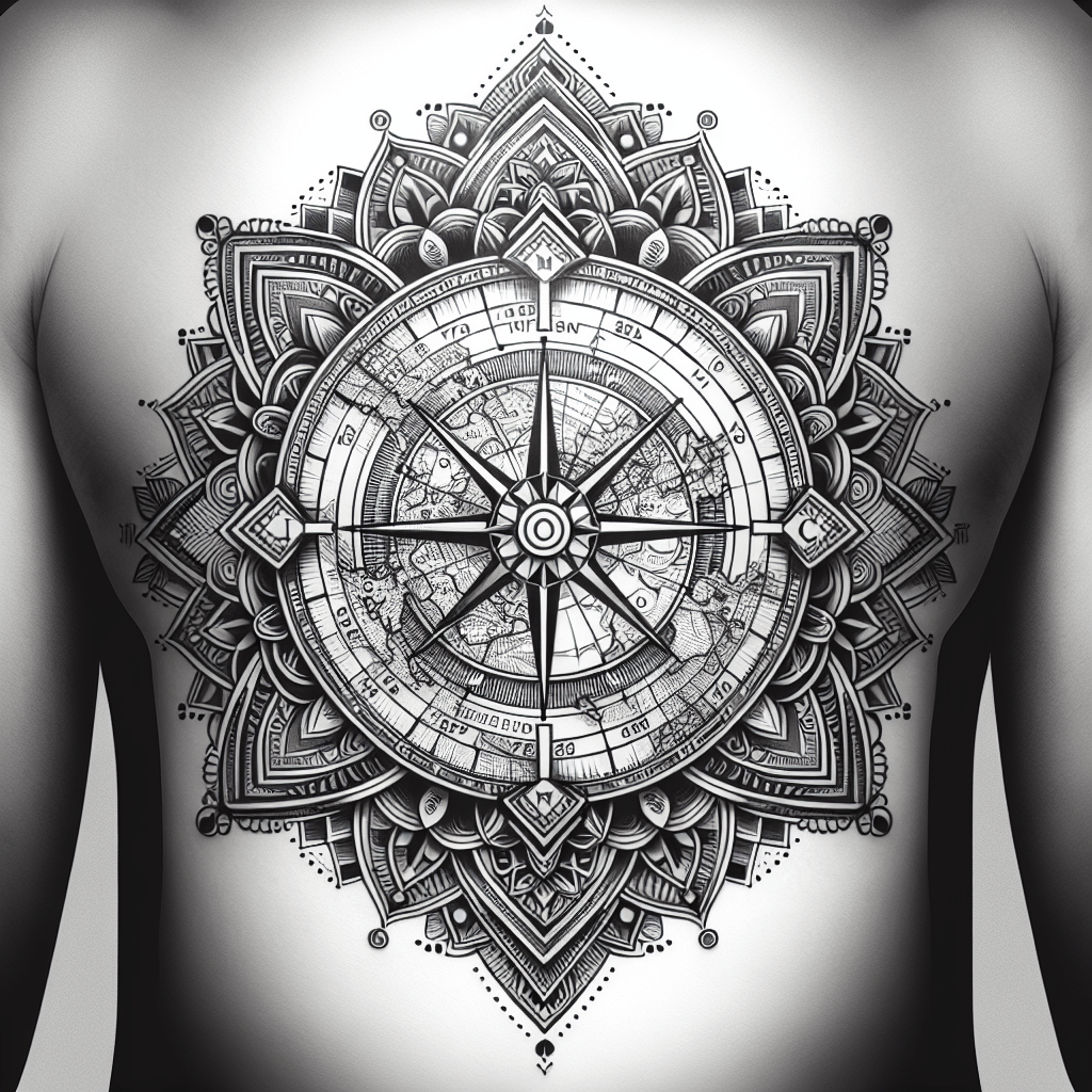 Geometric Map Mandala Tattoo
