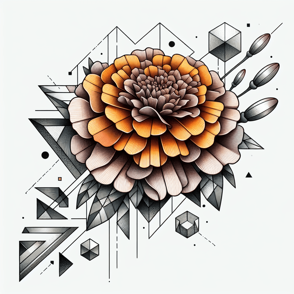 Geometric Marigold Tattoo