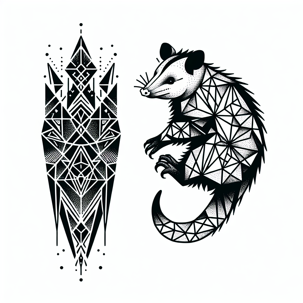 Geometric Possum Outline Tattoo