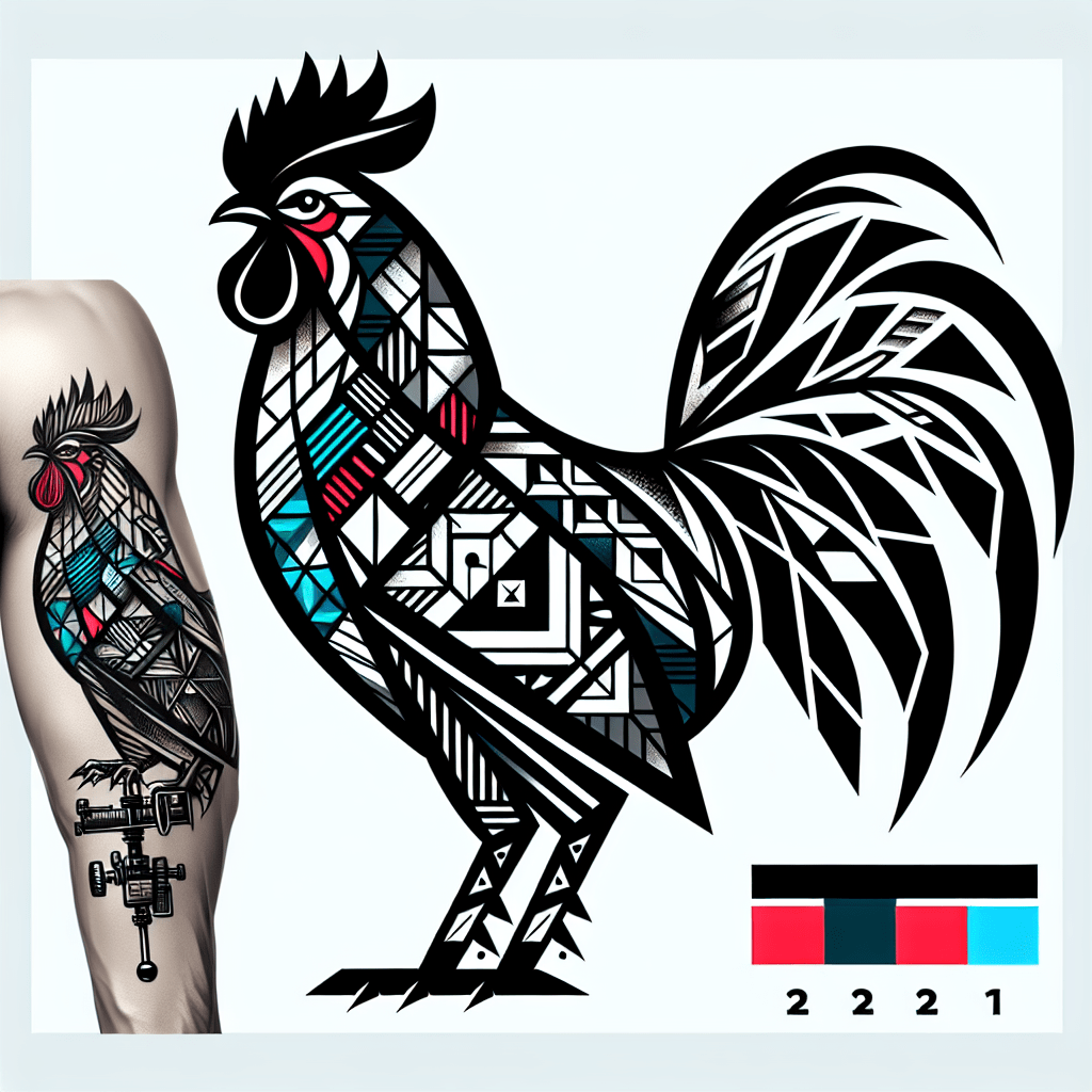 Geometric Rooster Tattoo