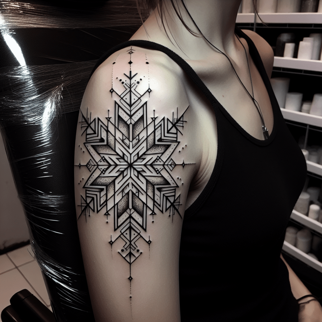 Geometric Snowflake Tattoo