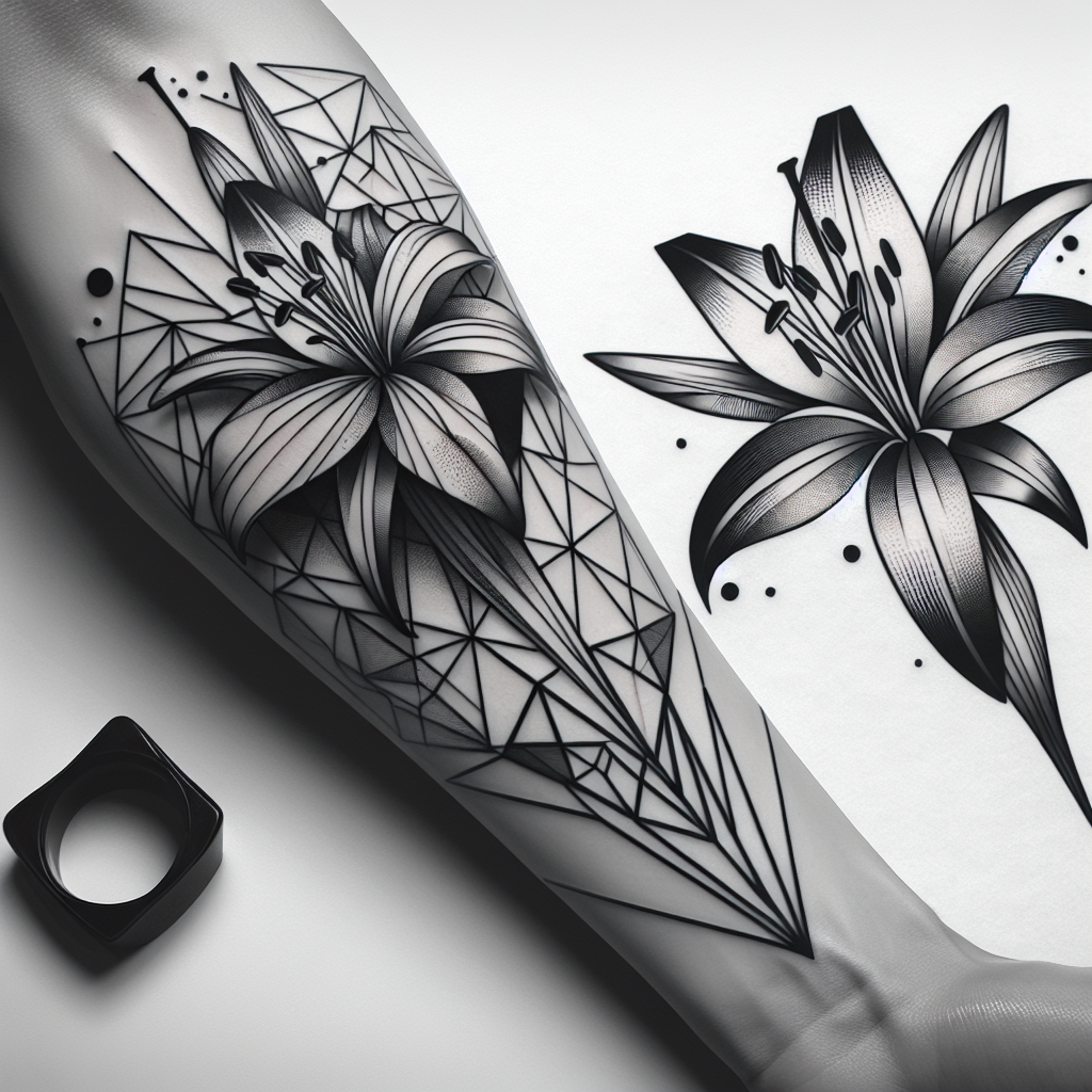 Geometric Tiger Lily Tattoo