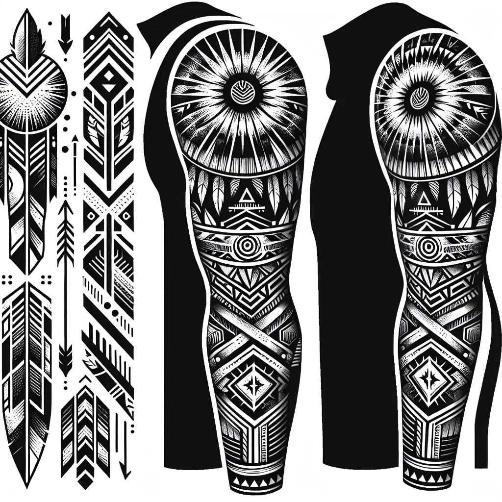 Geometric Tribal Sleeve Tattoo