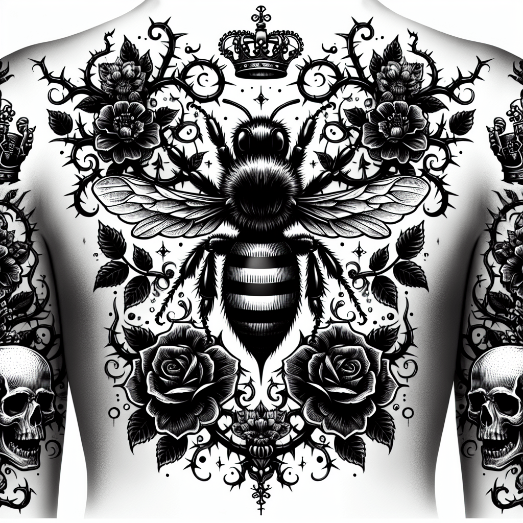 Gothic Bee Queen Tattoo