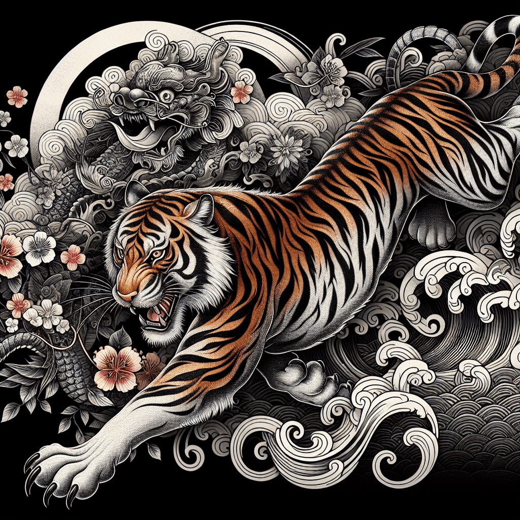 Graceful Japanese Tiger Tattoo