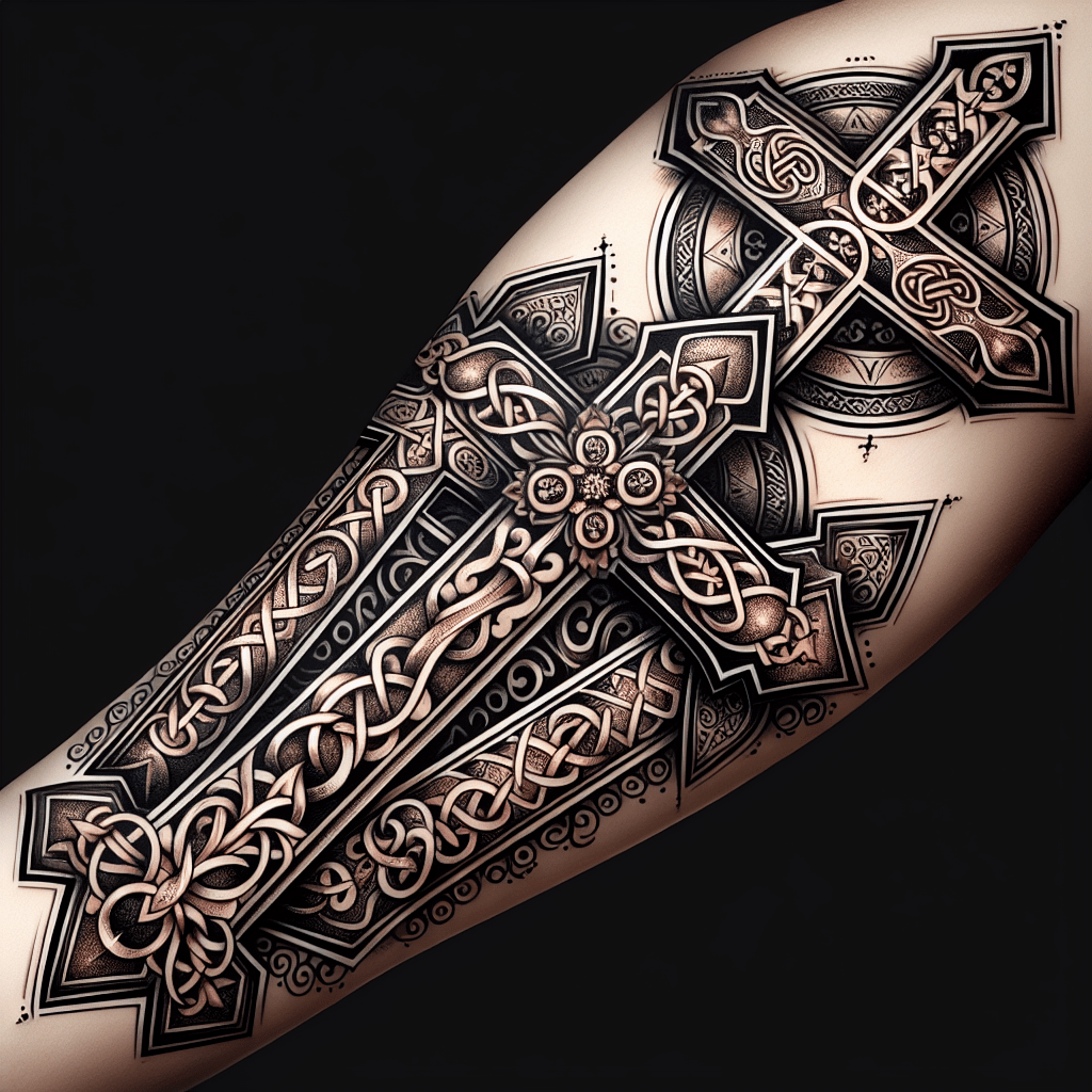 Intricate Cross Trio Tattoo