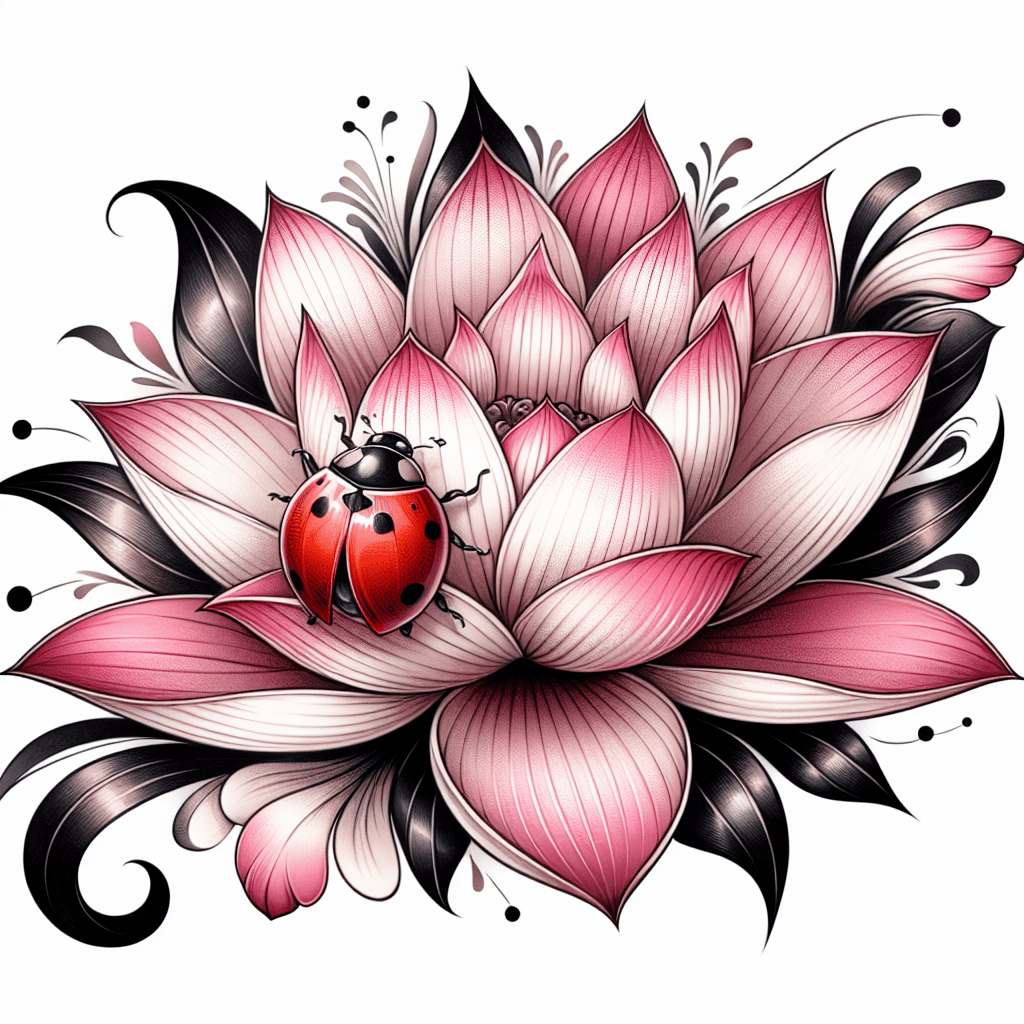 Ladybug and Lotus Flower Tattoo