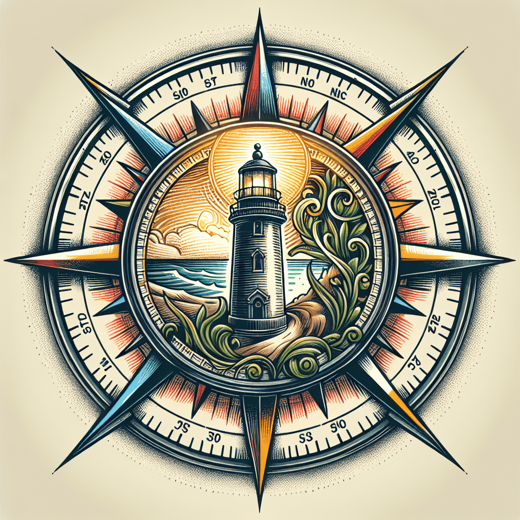 Lighthouse Compass Tattoo