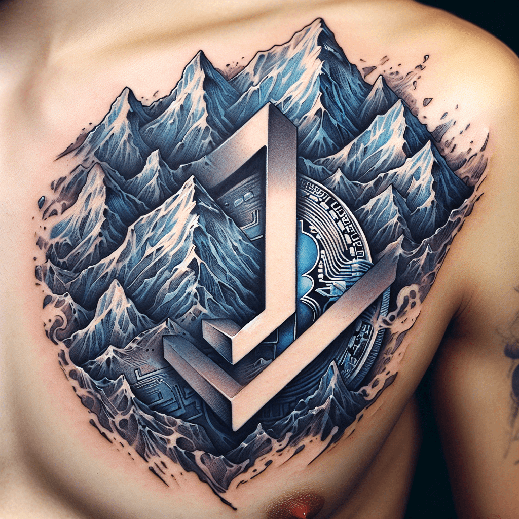 Litecoin Mountain Range Tattoo